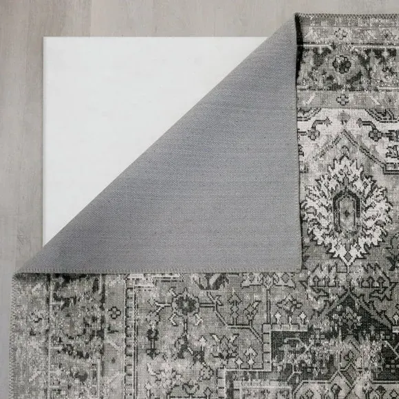 Washable Runner Rug Traditional - Grey, Cotton