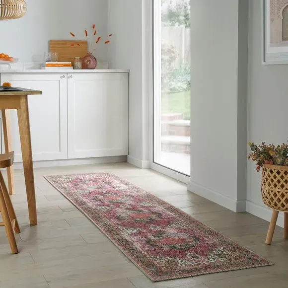 Washable Runner Rug Traditional - Multi, Cotton