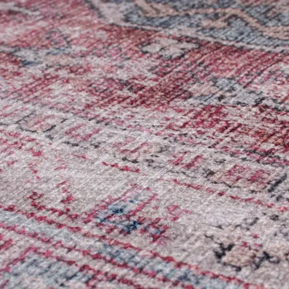 Washable Runner Rug Traditional - Red, Cotton