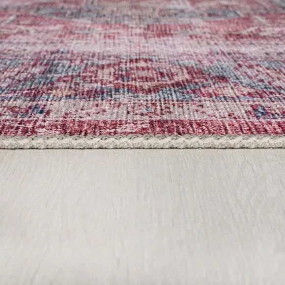 Washable Runner Rug Traditional - Red, Cotton