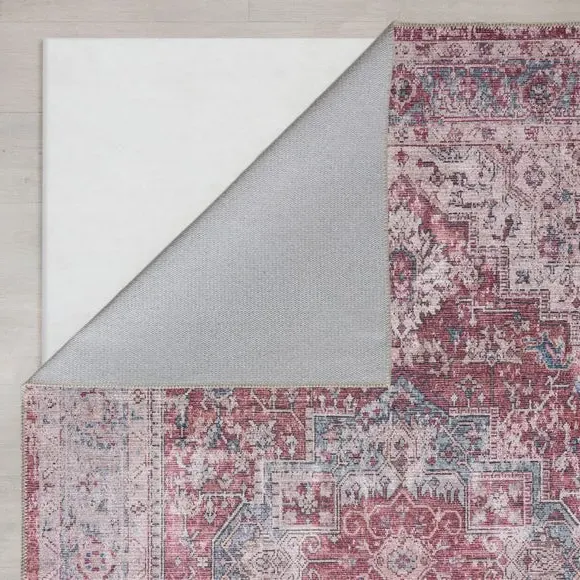 Washable Runner Rug Traditional - Red, Cotton