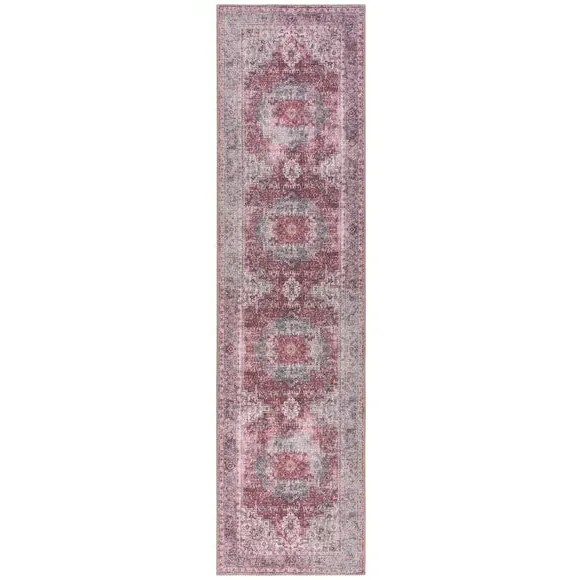 Washable Runner Rug Traditional - Red, Cotton