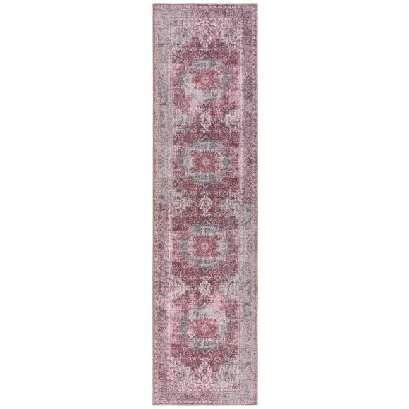 Washable Runner Rug Traditional - Red, Cotton