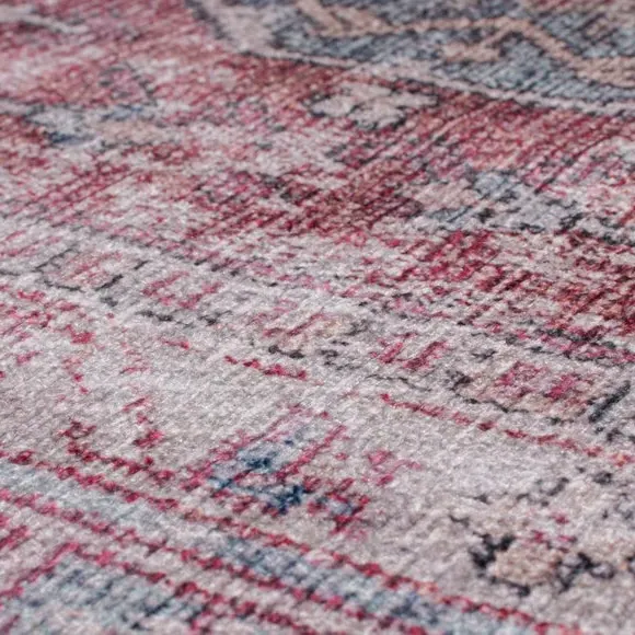 Washable Runner Rug Traditional - Red, Cotton