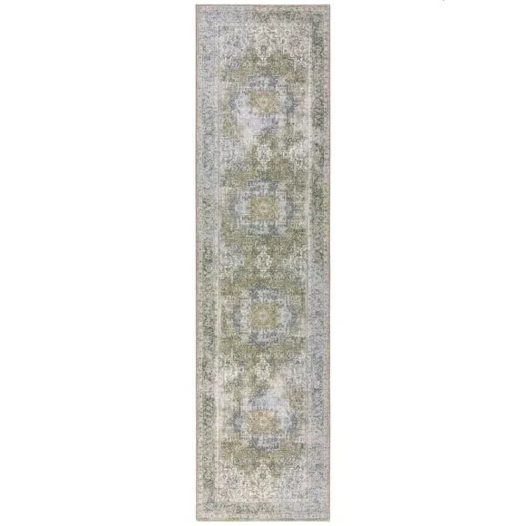Washable Runner Rug Traditional - Sage, Cotton