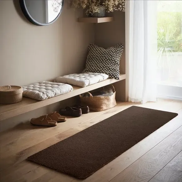 Washable Runner Rug with Anti-Slip - Brown