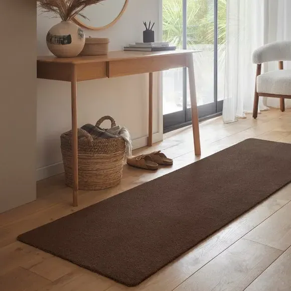Washable Runner Rug with Anti-Slip - Brown