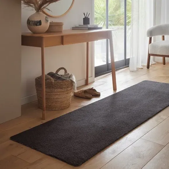 Washable Runner Rug with Anti-Slip - Charcoal