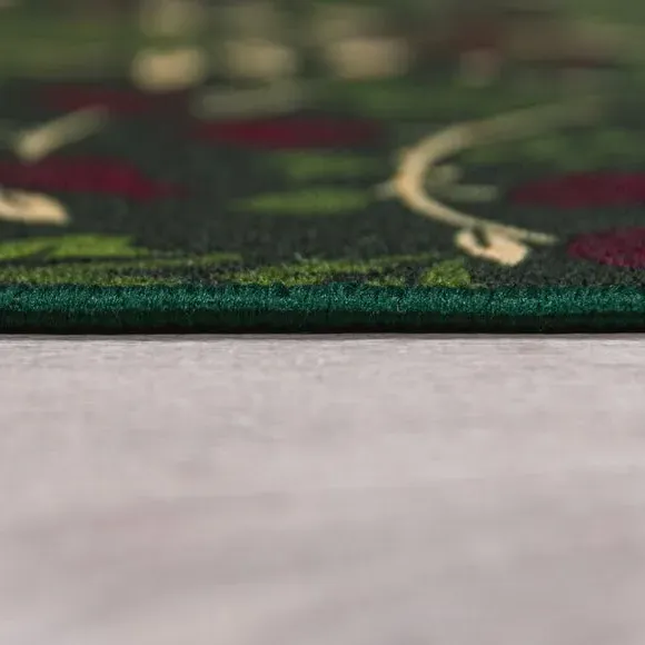 Washable Runner with Deer Pattern - Green