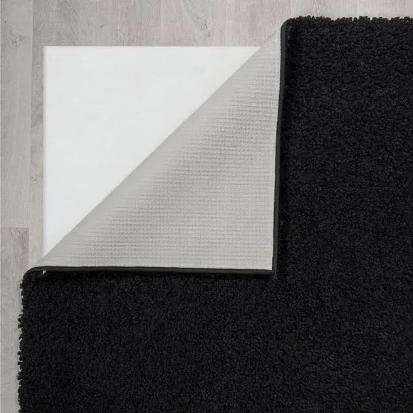 Washable Shaggy Rug - Black, Polyester