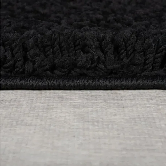 Washable Shaggy Rug - Black, Polyester