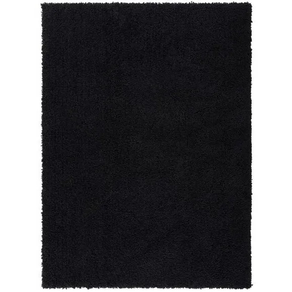 Washable Shaggy Rug - Black, Polyester