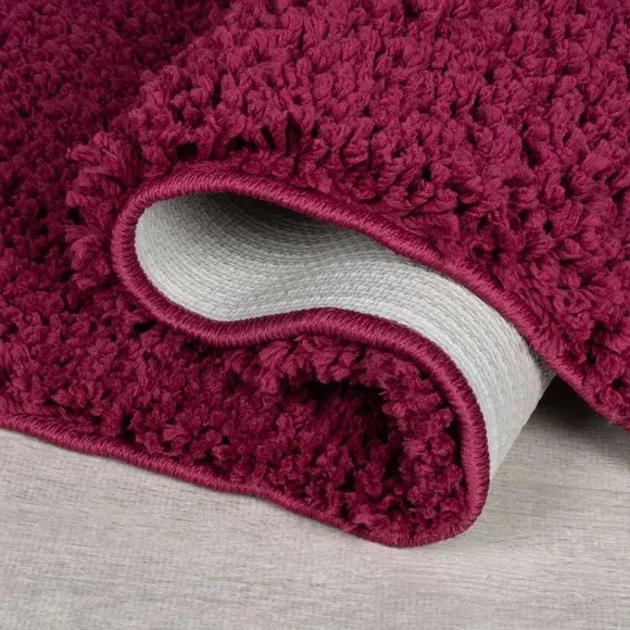 Washable Shaggy Rug - Claret, Polyester