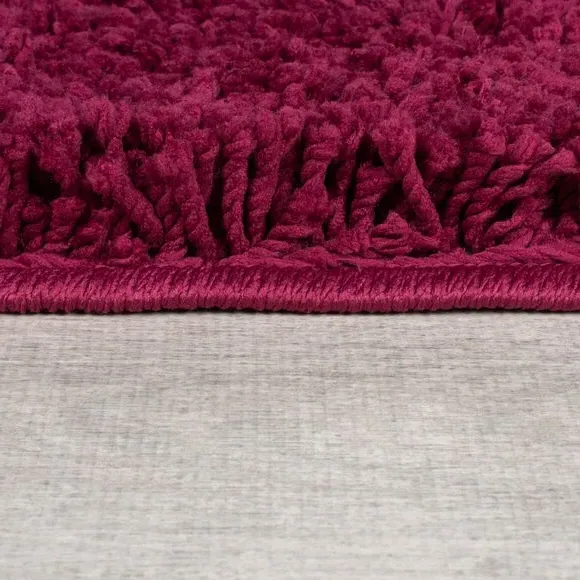 Washable Shaggy Rug - Claret, Polyester