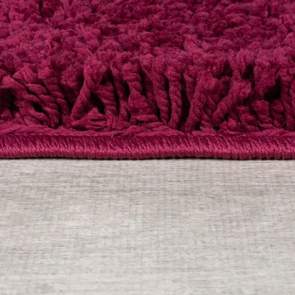 Washable Shaggy Rug - Claret, Polyester