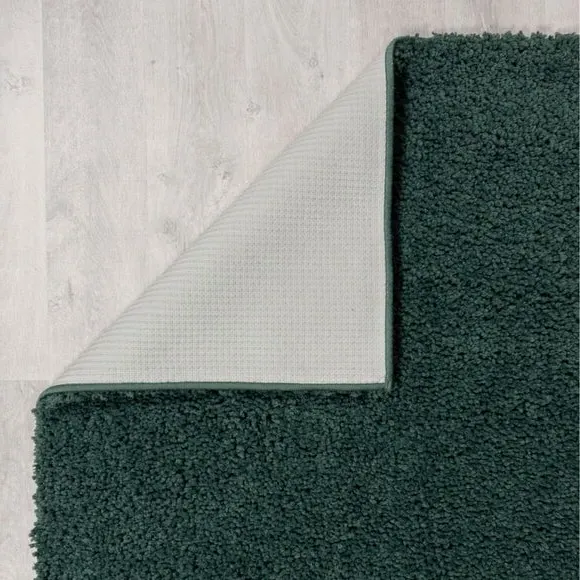 Washable Shaggy Rug - Green, Polyester