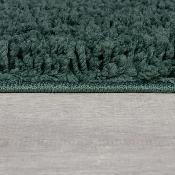 Washable Shaggy Rug - Green, Polyester