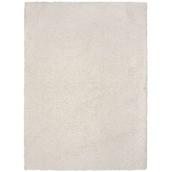 Washable Shaggy Rug - Ivory, Polyester