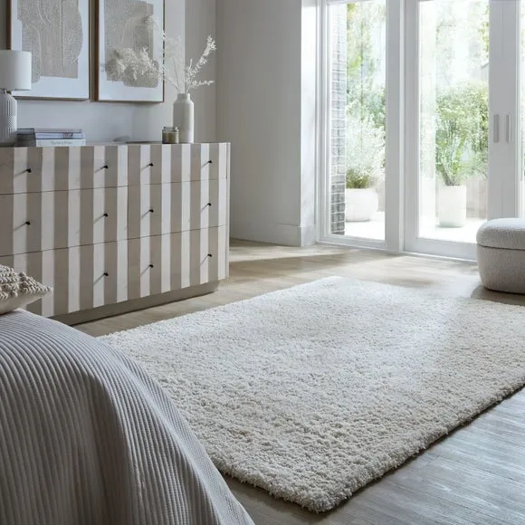 Washable Shaggy Rug - Ivory