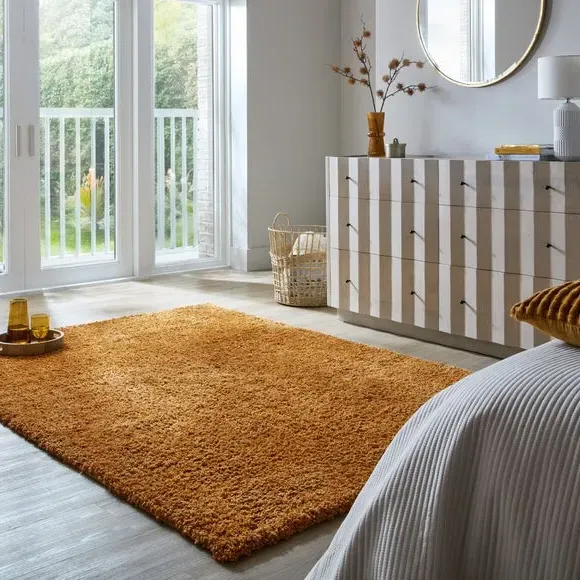 Washable Shaggy Rug - Ochre