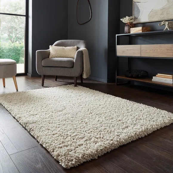 Washable Shaggy Rug - Sandstone, Polyester