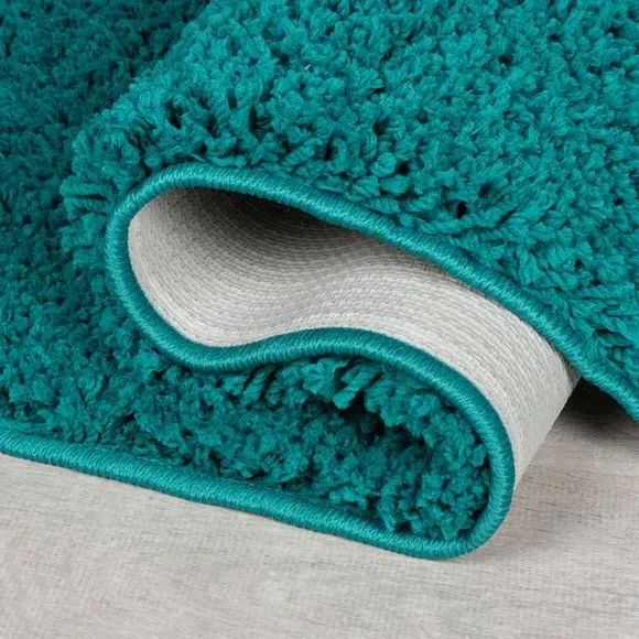 Washable Shaggy Rug - Teal, Polyester