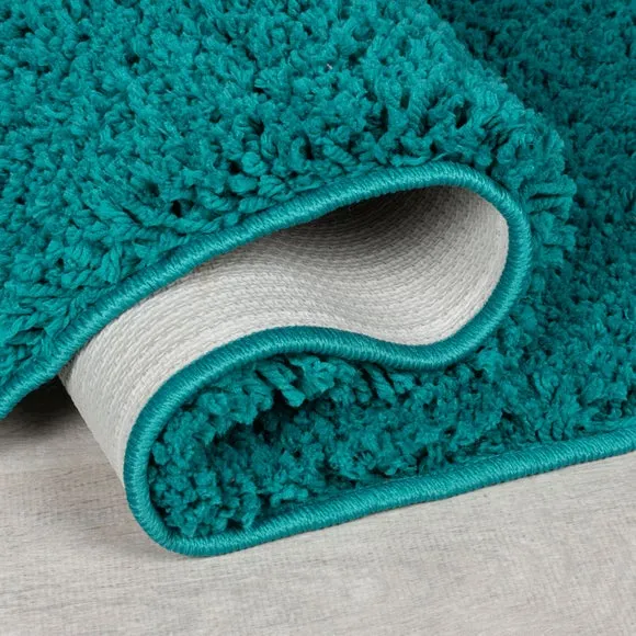 Washable Shaggy Rug - Teal, Polyester