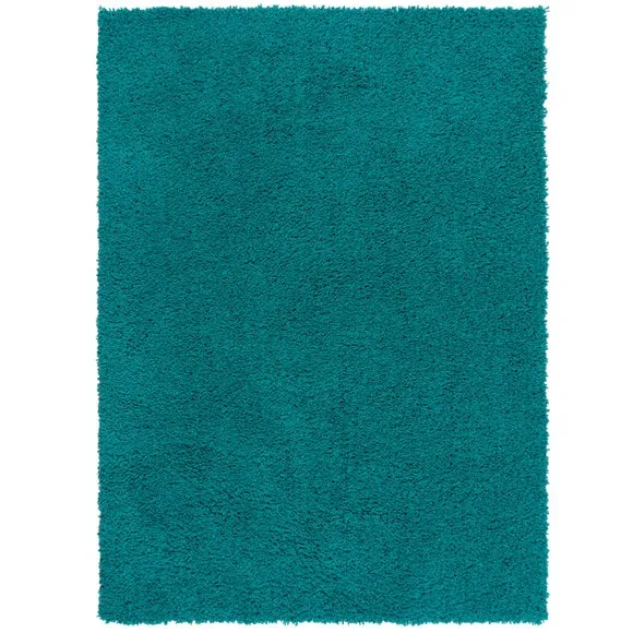 Washable Shaggy Rug - Teal, Polyester