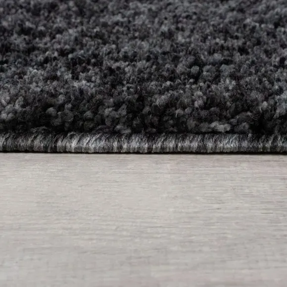 Washable Shaggy Rug with Anti-Slip - Charcoal