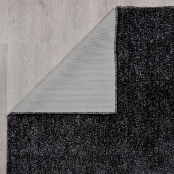 Washable Shaggy Rug with Anti-Slip - Charcoal
