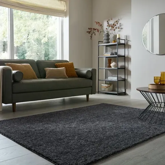 Washable Shaggy Rug with Anti-Slip - Charcoal image