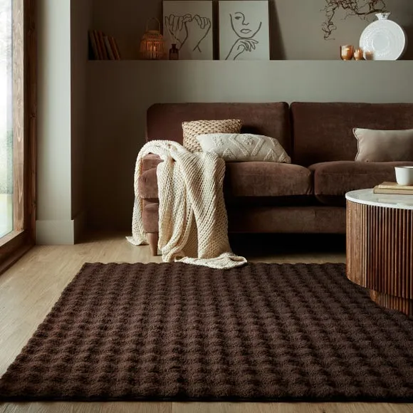 Washable Sherpa Faux Fur Rug - Brown, Polyester image