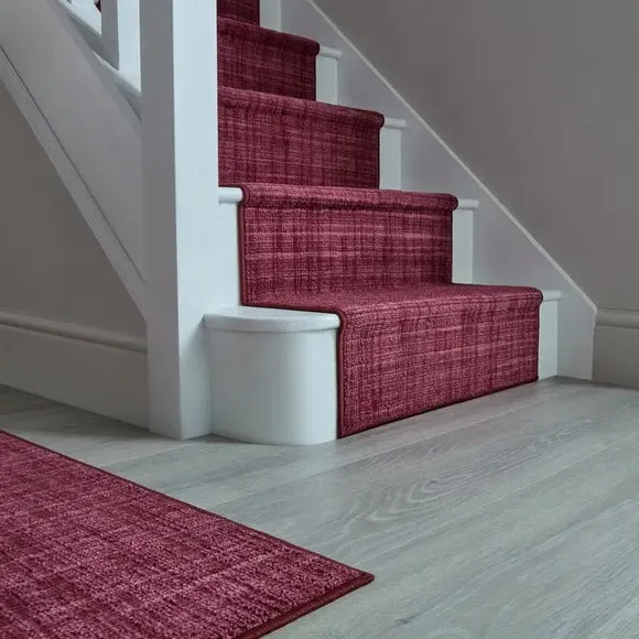 Washable Stair Runner with Anti-Slip - Burgundy, Boucle