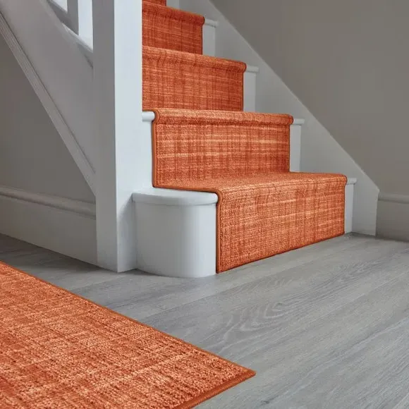 Washable Stair Runner with Anti-Slip - Ginger, Boucle