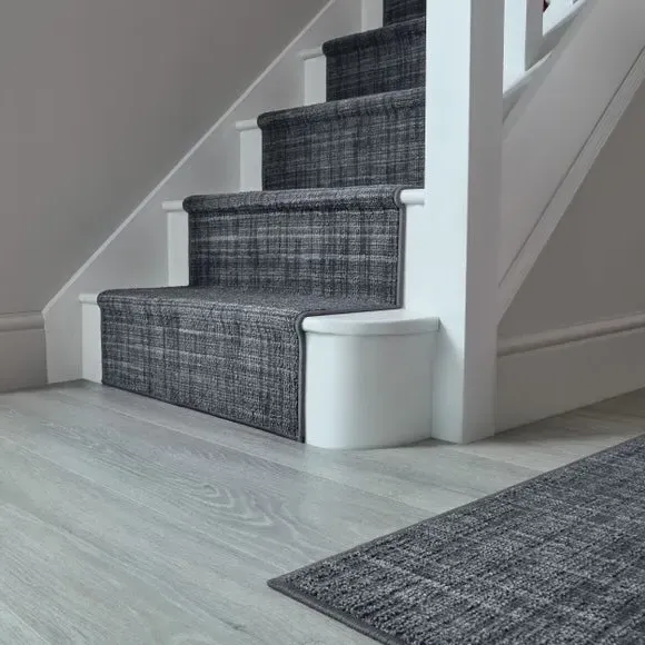 Washable Stair Runner with Anti-Slip - Grey, Boucle