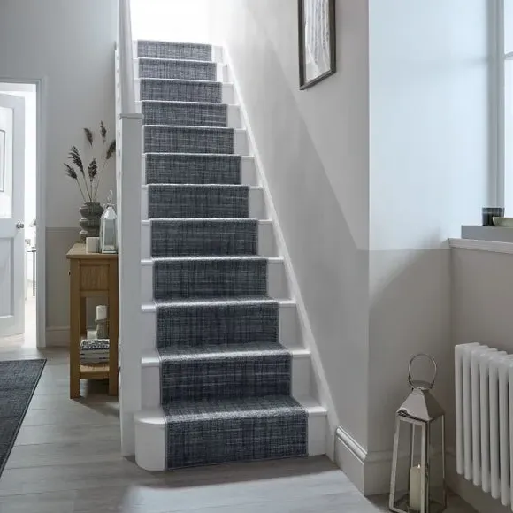 Washable Stair Runner with Anti-Slip - Grey, Boucle