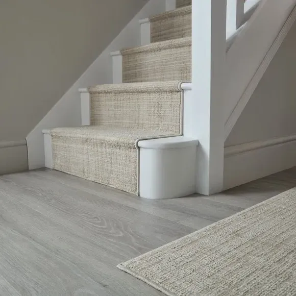 Washable Stair Runner with Anti-Slip - Ivory, Boucle