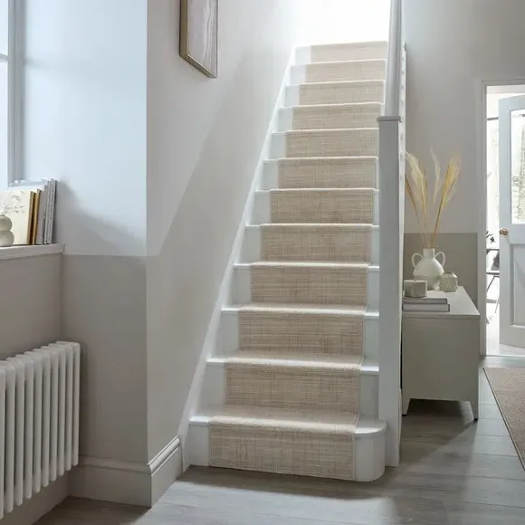 Washable Stair Runner with Anti-Slip - Ivory, Boucle
