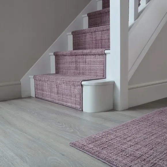 Washable Stair Runner with Anti-Slip - Mauve, Boucle