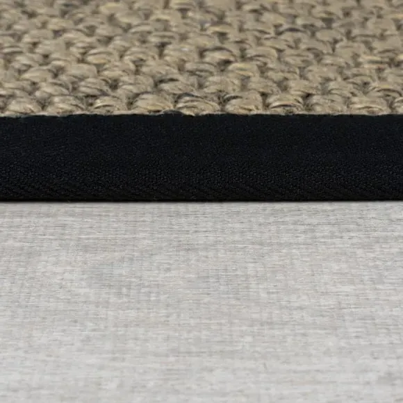 Washable Stair Runner with Border - Black