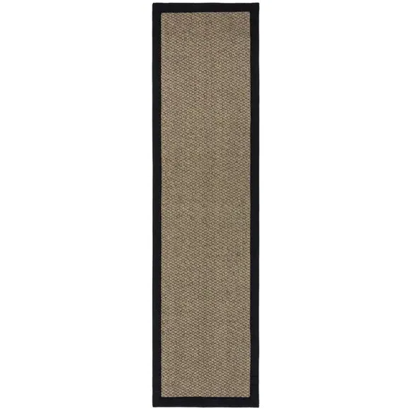 Washable Stair Runner with Border - Black