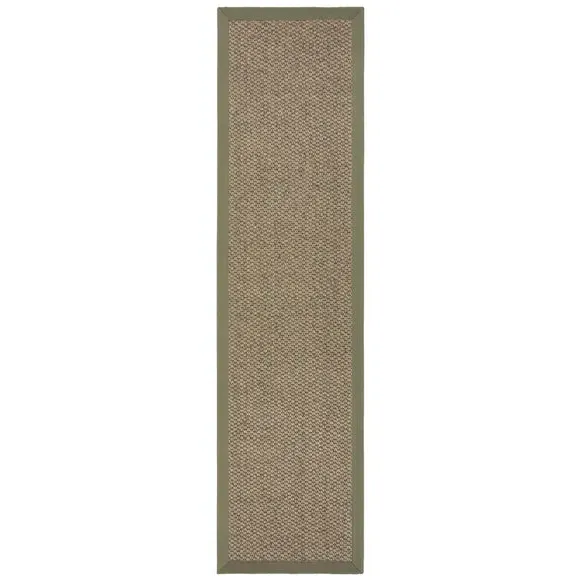 Washable Stair Runner with Border - Green