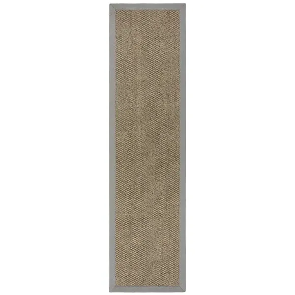 Washable Stair Runner with Border - Grey