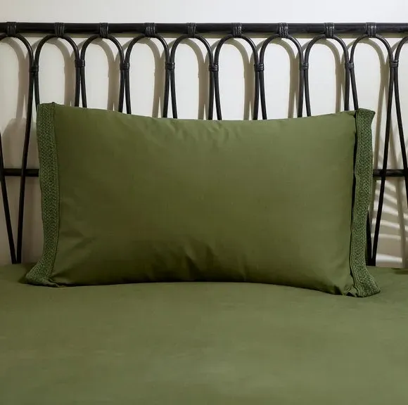 Washed Cotton Duvet Cover Set - Olive, Cotton