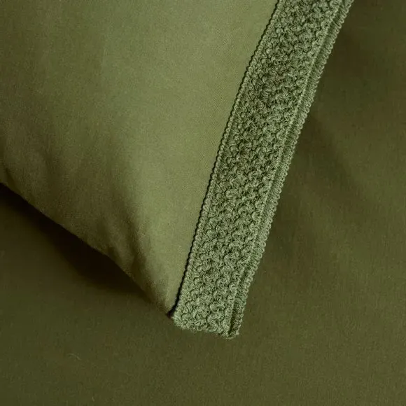 Washed Cotton Duvet Cover Set - Olive, Cotton
