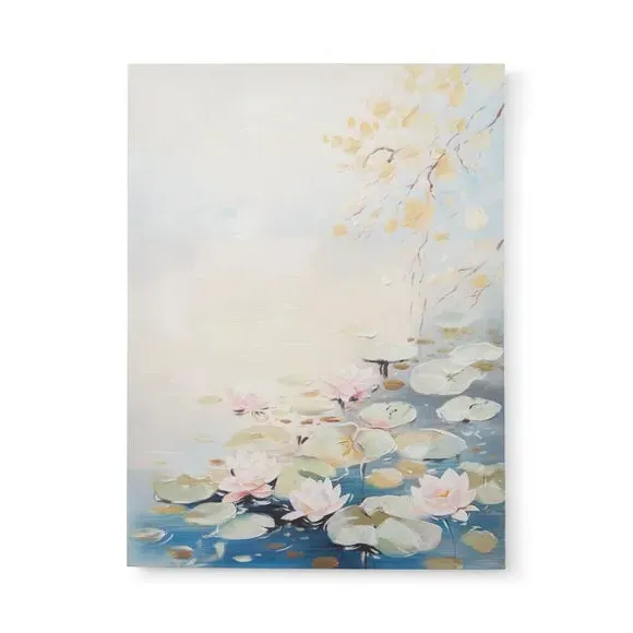 Water Lilies Canvas Wall Art - Blue, Canvas