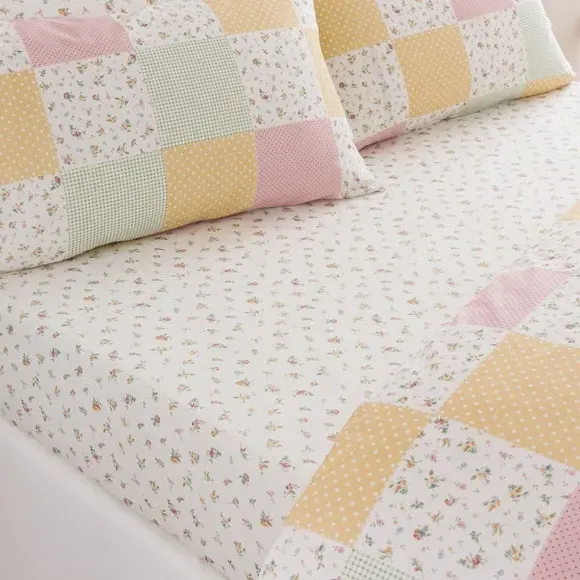 Watercolour Ditsy Fitted Sheet - Pink, Polycotton