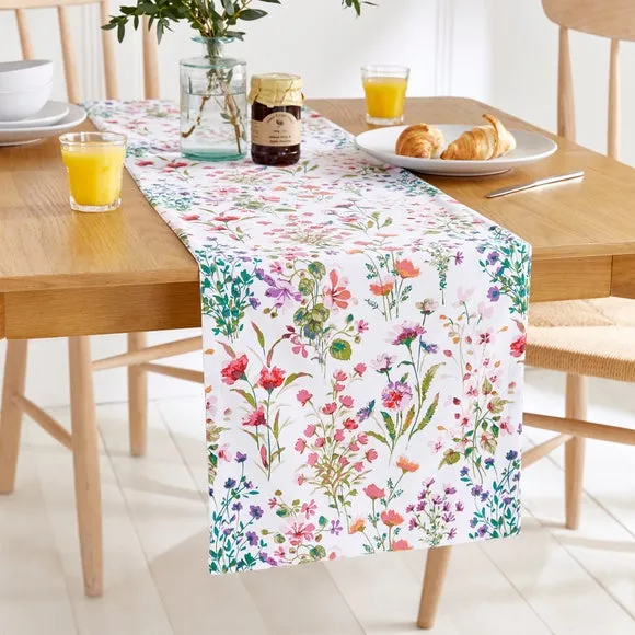 Watercolour Floral Table Runner - Multicolor, Cotton image