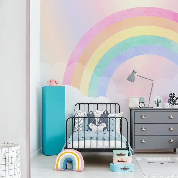 Watercolour Rainbow Wall Mural - Multicolor image