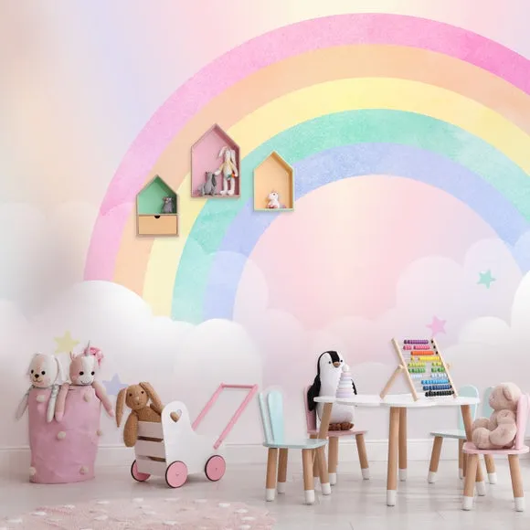 Watercolour Rainbow Wall Mural - Multicolor